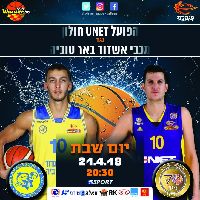 מכבי אשדוד בקרב ישיר על המקום הראשון במוצ"ש מול חולון